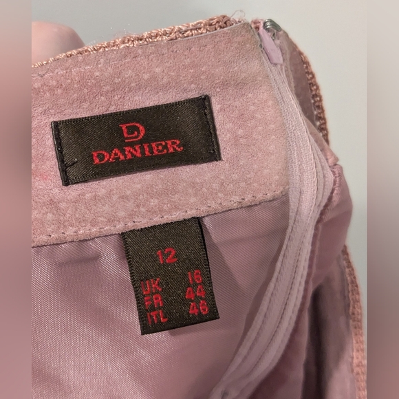 Vintage Danier pink suede leather patchwork crochet skirt - Picture 3 of 3